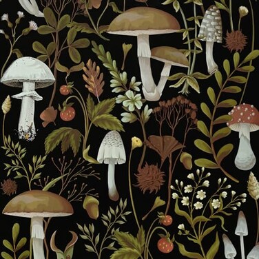 WENMER Floral Peel and Stick Boho Mushroom Wallpaper Removable SelfAdhesive 173 x 118