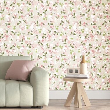 Yullpaper Boho Beige Pink Floral Self Adhesive Rose Wallpaper 1751023