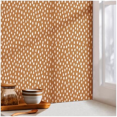 HAOKHOME Peel and Stick Wallpaper Boho Modern Dots Wall Paper Removable for Bathroom CaramelWhite Contact Paper 173in x 98ft