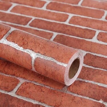 Lependor 1771 X 118 Decorative Wallpaper SelfAdhesive Wall Paper Red Brick Printed Stick Paper Easy to Apply Peel and Stick 1771 x 98ft