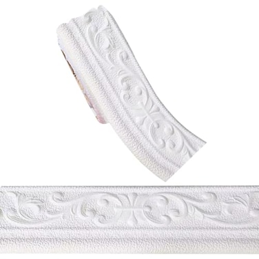 CRASPIRE 905x47in Crown Molding Peel and Stick Self Adhesive White Marble Flexible Foam Trim 3D Sticky Decorative Wallpaper Border Wall Edging Foam Baseboard Mirror Border Wall Lines Hotel DIY Decor