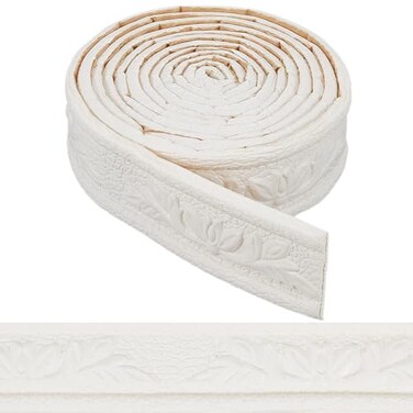 CRASPIRE 90x16in White Crown Molding Peel and Stick Self Adhesive Flexible Foam Trim 3D Sticky Decorative Wallpaper Border Wall Edging Foam Baseboard Mirror Border Wall Lines Hotel DIY Decor