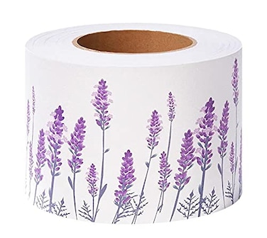 Dostear Peel and Stick Wallpaper Mirror Borders for Bathroom Classroom Bulletin Board Borders Boho Paper for Classroom Trim Sets Purple Lavender 10 X 1000cm