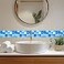 HOMETITUTE Wallpaper Border 4x196 Inch Peel and Stick Wall Border Wallpaper Border Self Adhesive Blue Mosaic Tile Wall Trim for Bathroom Kitchen Mirror Frame Sink Cabinet Backsplash Laundry Decor