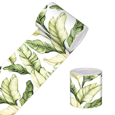 HOMETITUTE Wallpaper Border Peel and Stick Botanical Wall Trim 4x196 Inch Green Leaf Pattern Wallpaper Border Self Adhesive Accent Strip for Bedroom Mirror Frame Closet Living Room Wall Dcor