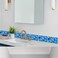 HOMETITUTE Wallpaper Border Peel and Stick Decorative Wall Trim Self Adhesive Mosaic Tile Accent Strip for Bathroom Kitchen Laundry Room Pool Area Mirror Frame Sink Edge Blue Wall Decor 4x196 Inch