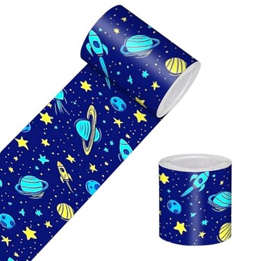 HOMETITUTE Wallpaper Border Peel and Stick Space Galaxy Texture Decorative Wall Trim Self Adhesive Border for Walls Mirror Frame Accent Strip for Bedroom Bathroom Kitchen Living Room 4x196 Inch