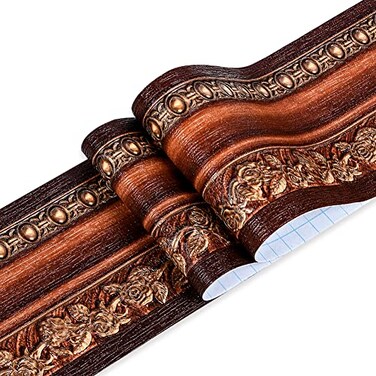 JZÂ·HOME JZHOME 101 Floral Pattern Peel and Stick Wallpaper Border Dark Brown Rose Flower Removable Self Adhesive Vinyl Stickers Decorative Molding Tiles Baseboard Wall Sticker 42 x164ft