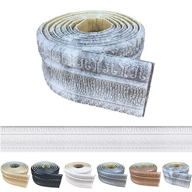 YLL YLL YLL Crown Molding Peel and Stick 3D Wall Edging Foam Baseboard Self Adhesive Wallpaper Border Flexible Base Moulding Trim Mirror Border Lines Grey White 2PCS178
