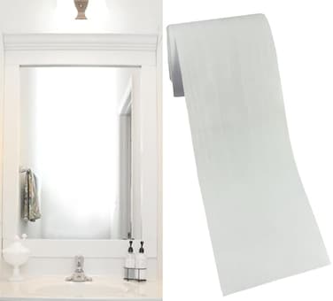 DESOMINOR 328Ft Black Border Peel Stick Wood Grain Wallpaper Border Removable Waterproof Bathroom Mirror Frame Sticker White 394Inch x 328Ft