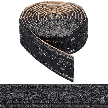 CRASPIRE 90x18in Peel Stick Foam Molding Black Baseboard Trim Self Adhesive Crown Flexible Foam Mirror Wallpaper Sticky Border 3D Wall Edging Lines Base for Hotel Home DIY Decoration