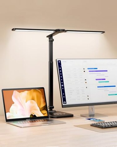 CHARYJOD LED Desk Lamp for Office Home Height Adjustable Architect Desk Light with USB Adapter Stepless Dimming Desk Lamp Light for Reading Study Workbench