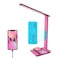 poukaran Desk Lamp LED Desk Lamp with Wireless Charger USB Charging Port Table Lamp with Clock Alarm Date Temperature Office Lamp Desk Lamps for Home Office Pink