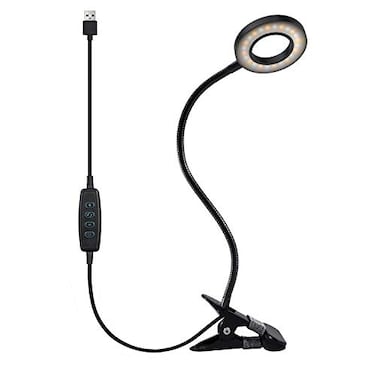QQAPPU Clip Light Reading Lights 48 LED Clampon Desk Lamp with 3 Color Modes and 10 Brightness Dimmable 360 Flexible Gooseneck Book Clamp Light for Video Conference Lighting Headboard