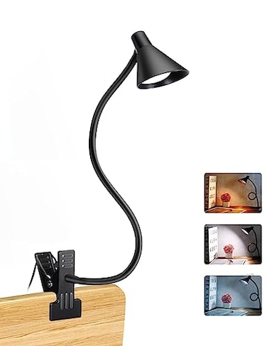LiFMIRA Clip on Light USB Reading Light 3 Color Modes 10 Brightness Levels Eye Care Clamp Light Flexible Gooseneck Dimmable Reading Lamp Clip on Lamp for Bed Headboard Desk Bedside Dorm Black