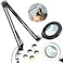 Krstlv 12X Large Magnifying Glass with Light and Clamp Real Glass 5 Color Modes Stepless Dimmable 2 x 16 Inch Adjustable Swing Arm Stand Desk Lamp LED Lighted Magnifier Hands Free for Close Work Hobby