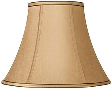 Springcrest Tan and Brown Large Bell Lamp Shade 7 Top x 14 Bottom x 11 High Spider Replacement with Harp and Finial