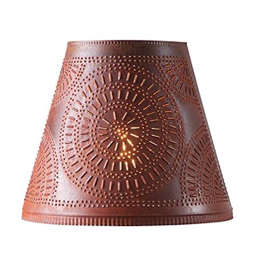 Irvin's Tinware Irvins Country Tinware 14Inch Fireside Lamp Shade with Chisel in Rustic Tin