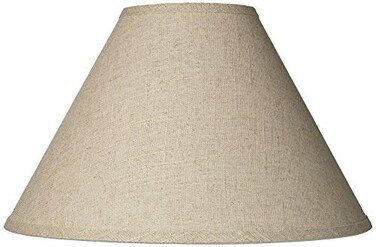 Springcrest 6 Top x 17 Bottom x 11 12 High x 11 12 Slant Lamp Shade PreAssembled Replacement Large Beige Brown Empire Round Rustic Farmhouse Western Fine Burlap Fabric Spider Harp Finial