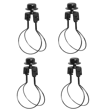 KEJJNYER 4 Pack Clip On Lamp Shade Adapter Black Light Bulb Clips For Lamp Shades Holder Clip On Bulb Light Shades Adapter With Cap Knob Finial