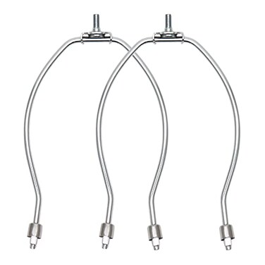 KUMGROT 2pcs Lamp Shade Harp Holder Lamp Replacement Parts Lampshade Bracket Lamp Frame for Table Lamp Floor Lamp Chrome Harp Holder 7 inches