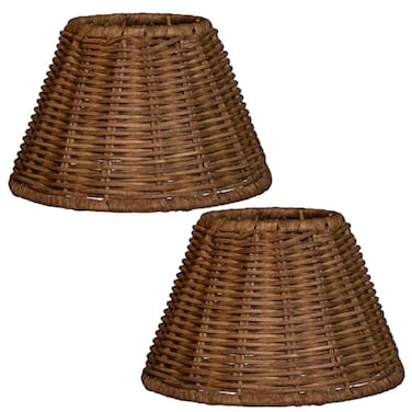 Eusamxon mini lampshades set of 2 Natural Rattan 315 Top x 61 Bottom x 39 Slant Heightboho Lamp shade replacement clipon traditional shades
