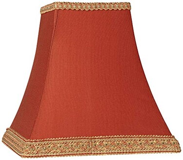 Springcrest Rust Medium Square Sided Lamp Shade PreAssembled 5 Top x 10 Bottom x 9 Height Spider Replacement with Harp and Finial