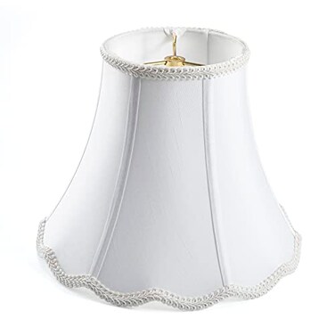 saangseon Saangseon White Bell Scalloped Lampshade 5 Top x 10 Bottom x 8 Vertical Height Solid Lamp Shade Replacement with Brass Harp Set for Table Lamp Double Layer Polyester Fabric Lamp Cover Pack 1