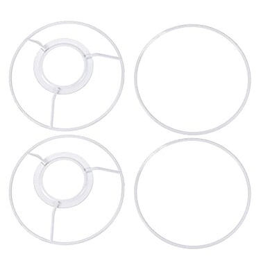 uxcell Lamp Shade Ring 120mm Dia Lampshade Holder Frame Ring for E26E27 Lamp Socket Baked Coating Iron 2 Set