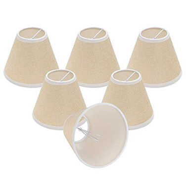Wellmet Small Lamp ShadeONLY for Candle BulbsClipon Drum Lamp ShadesSet of 6 3 X 6 X 5 Linen