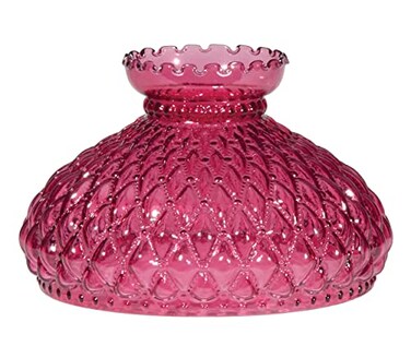 B&P Lamp BP Lamp Diamond Quilted Pattern Student Glass Shade with Crimped Top 10 Inches Cranberry