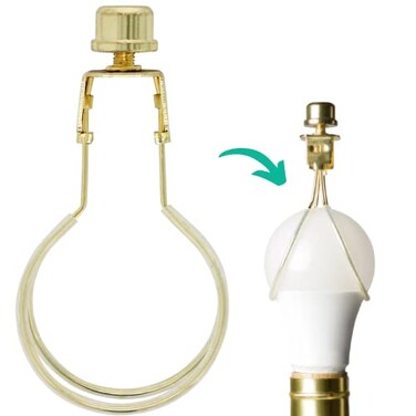 I Like That Lamp Clip On Lampshade Adapter 1 Pack Classic Brass Gold Finish Includes 1 Light Bulb Clip Shade Adapter 1 Matching Finial and 2 Silicone Levellers Fits All Standard Size Bulbs