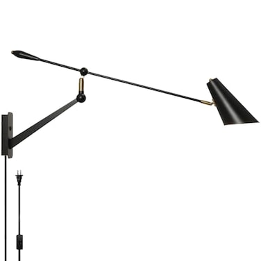 AILELANG Adjustable Directional Plug in wall Light Swing arm Unique Long Pole wall Lamps for Living Room Sofa Background Wall Movable Retro Style Dining Table Large wall Mount lamp E26 Base