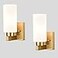 DEYNITE Modern Gold Wall Sconce Dimmable Bathroom Vanity Light with Milky White Cylinder Glass Shade Set of 2