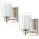 Eietonte 2 Pack Bath Vanity Light Fixtures 1Light Indoor Brushed Nickel Wall Light with Dual Glass Shade Modern Bathroom Wall Scone Lighting Vintage E26 Base Wall Mount Lamp for Bedroom