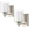 Eietonte 2 Pack Bath Vanity Light Fixtures 1Light Indoor Brushed Nickel Wall Light with Dual Glass Shade Modern Bathroom Wall Scone Lighting Vintage E26 Base Wall Mount Lamp for Bedroom
