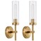 SANTOSTOCK Hardwired Gold Wall Sconces Set of 2 Modern Bathroom Sconces Wall Lighting Vanity Light Fixtures with Clear Glass Brushed Brass Wall Decor Lights for Mirror Living Room Bedroom Hallway Stai