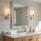 SANTOSTOCK Hardwired Gold Wall Sconces Set of 2 Modern Bathroom Sconces Wall Lighting Vanity Light Fixtures with Clear Glass Brushed Brass Wall Decor Lights for Mirror Living Room Bedroom Hallway Stai