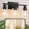 Indoi 3 Light Bathroom Light Fixtures Matte Black Modern Vanity Lights with Clear Glass Shade Bathroom Wall Lamp for Mirror Kitchen Living Room Hallway Cabinet Porch