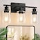 Indoi 3 Light Bathroom Light Fixtures Matte Black Modern Vanity Lights with Clear Glass Shade Bathroom Wall Lamp for Mirror Kitchen Living Room Hallway Cabinet Porch