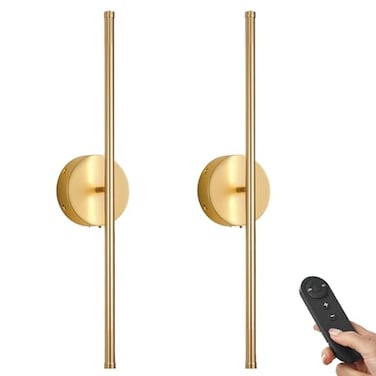 KARTOOSH Battery Operated Wall Sconces Dimmable Wall Sconces Set of Two 350Rotate 3000K LED Gold Wireless Wall Light for Living Room Bedroom Hallway 204 Inch 2 Pack