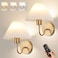 KELUOLY Wireless Wall Sconce Sets of 2 Pleated Shades Rechargeable Battery Operated Wall Sconce Retro gooseneck Gold Wall Lights Bathroom Vanity Sconces Wall Mounted Lamps for Bedroom Living Room Kitc