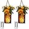 OurWarm Sunflower Wall Sconces Set of Two Mason Jar Sconces Farmhouse Wall Decor Comes with Remote Control and Warm Toned LED Lights Rustic Sunflower Decor for Home Kitchen Dining Room Living Room