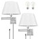 TRLIFE Dimmable Wall Sconce Plug in Brushed Nickel Wall Sconces Set of Two Swing Arm Wall Lights with Plug in Cord and OnOff Dimmer Rotary Switch 118 Large White Fabric Shade2 Pack 2 Bulbs