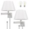 TRLIFE Dimmable Wall Sconce Plug in Brushed Nickel Wall Sconces Set of Two Swing Arm Wall Lights with Plug in Cord and OnOff Dimmer Rotary Switch 118 Large White Fabric Shade2 Pack 2 Bulbs
