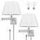TRLIFE Dimmable Wall Sconce Plug in Brushed Nickel Wall Sconces Set of Two Swing Arm Wall Lights with Plug in Cord and OnOff Dimmer Rotary Switch 118 Large White Fabric Shade2 Pack 2 Bulbs