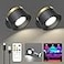 Speclux LED Wall Sconces Set of Two Rechargeable Battery Operated Wall Lights with Remote Wall Lamp Wireless 3 Color Temperatures 13 RGB Dimmable Magnetic 360 Rotation Two Pack Black