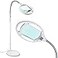 Brightech LightView Pro LED Magnifying Floor Lamp Daylight Bright Full Spectrum Magnifier Lighted Glass Lens Height Adjustable Gooseneck Standing Light for Reading Task Craft Lighting White