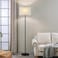 Ambimall 60 Modern Floor Lamp with Shade Tall Lamps for Living Room Bedroom Office Dining Room Beige Shade with Black PoleWithout Bulb