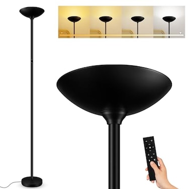 Bricosmocon Stepless Dimmable Floor Lamp30W 3000LM Super Bright LED Torchiere Floor Lamps with Remote Touch Control71 in Tall Modern Standing Lamp for Living Room Bedroom Office2700k6500kBlack